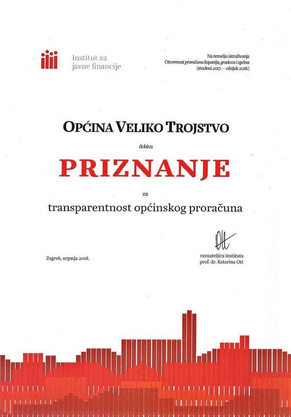 ČISTA PETICA Još jedna općina potpuno transparentna