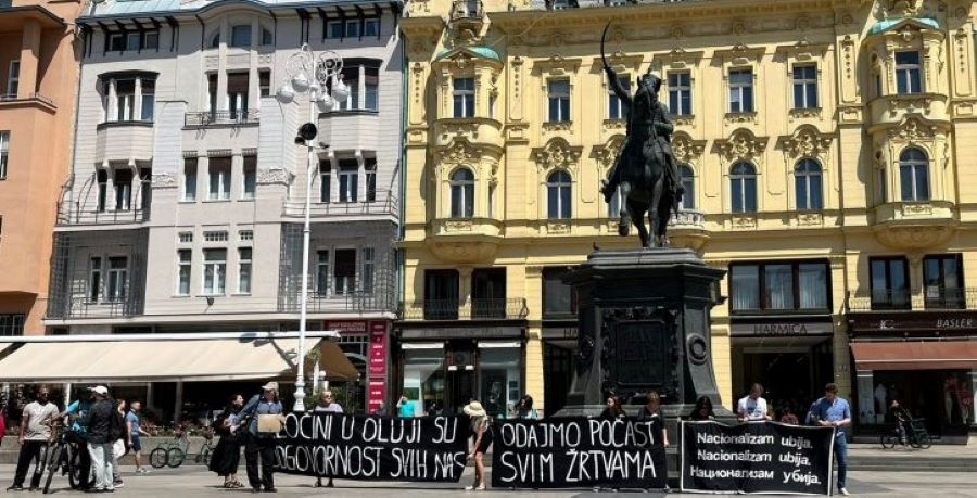Nekoliko građanskih organizacija na Trgu bana Jelačića traži pravdu za žrtve Oluje