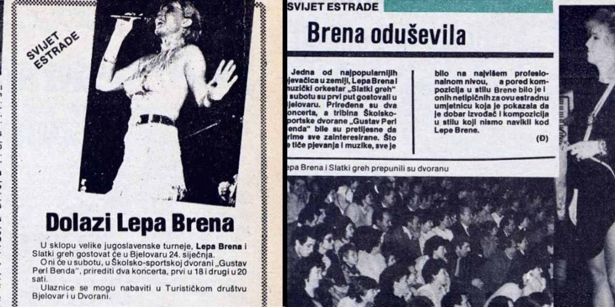 Evo kako se dolazak Lepe Brene najavljivao u Bjelovaru prije 35 godina