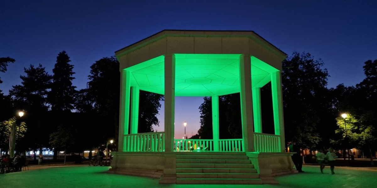 Bjelovarski paviljon u zelenim bojama kao znak podrške oboljelima od gastroshize
