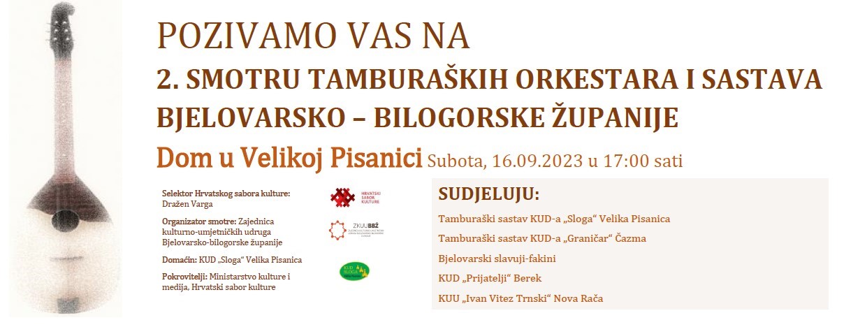 U subotu 2. Smotra tamburaških orkestara i sastava Bjelovarsko-bilogorske županije