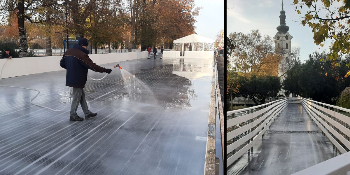 [FOTO] Pojavio se prvi led na klizalištu, još malo i sve je spremno za spektakularno otvorenje