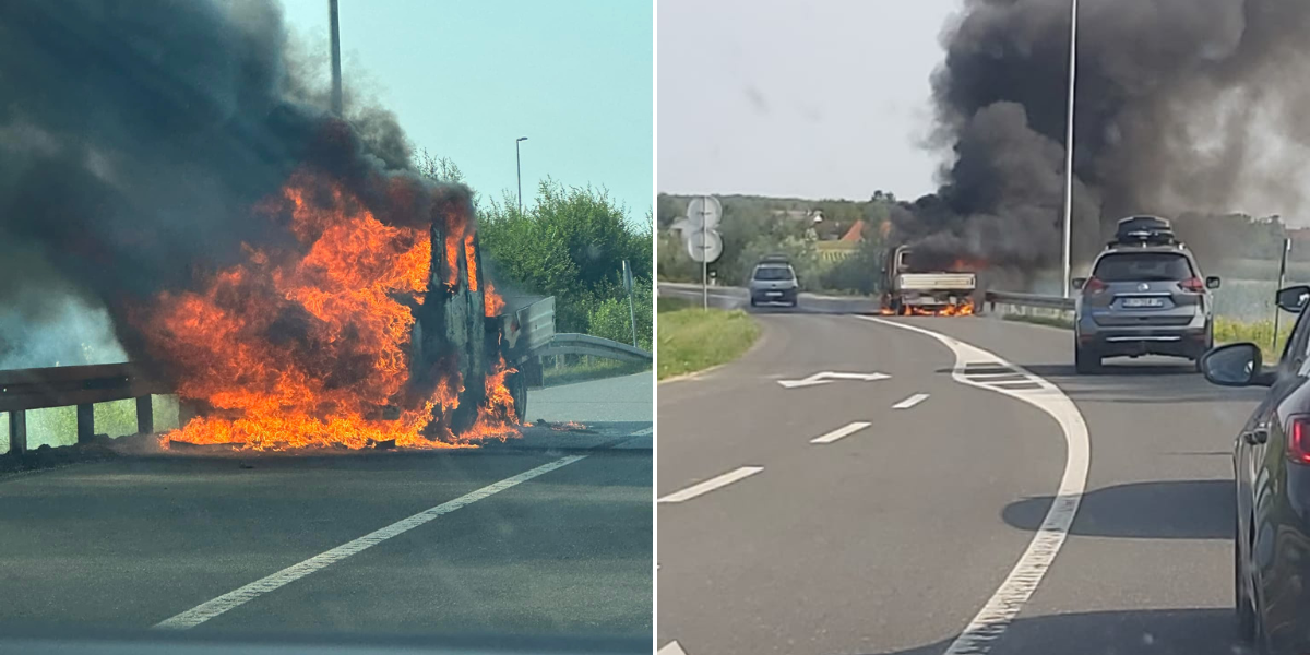 Gori kombi vozilo na cesti! Vatrogasci na terenu