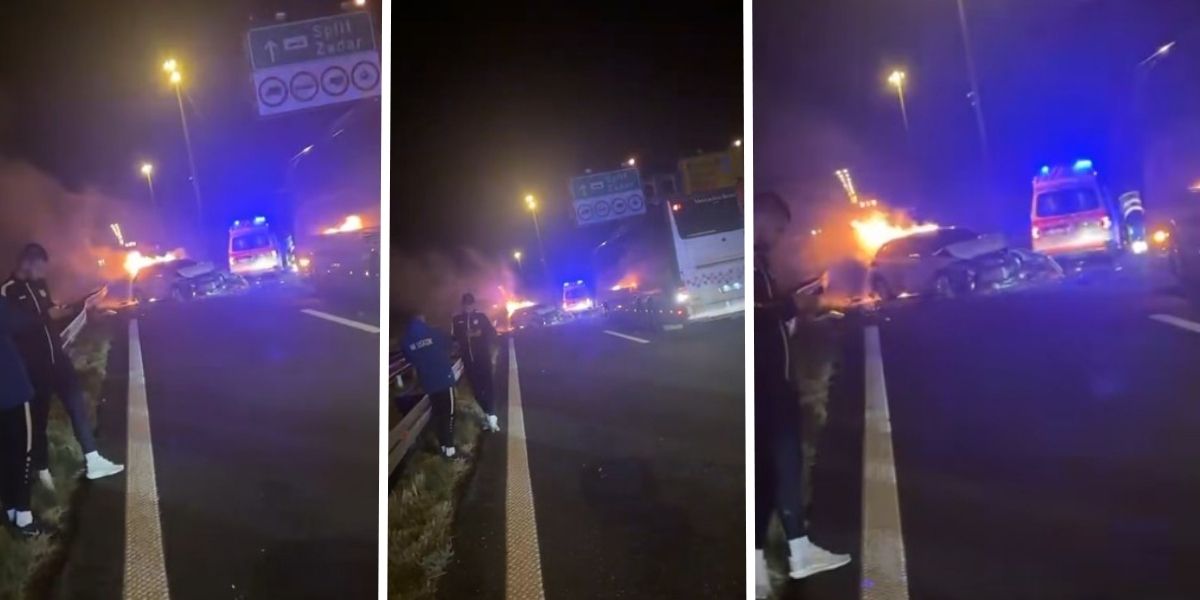 Drama na A1: Nogometaši vozača u zadnji tren spasili iz gorućeg vozila, priča je nevjerojatna