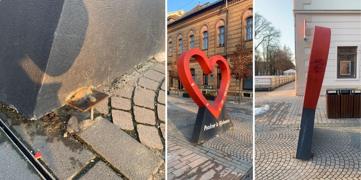Oštećeni foto-kutak na korzu zabrinuo građane: 'Ako nekoga poklopi, tko će biti odgovoran?'